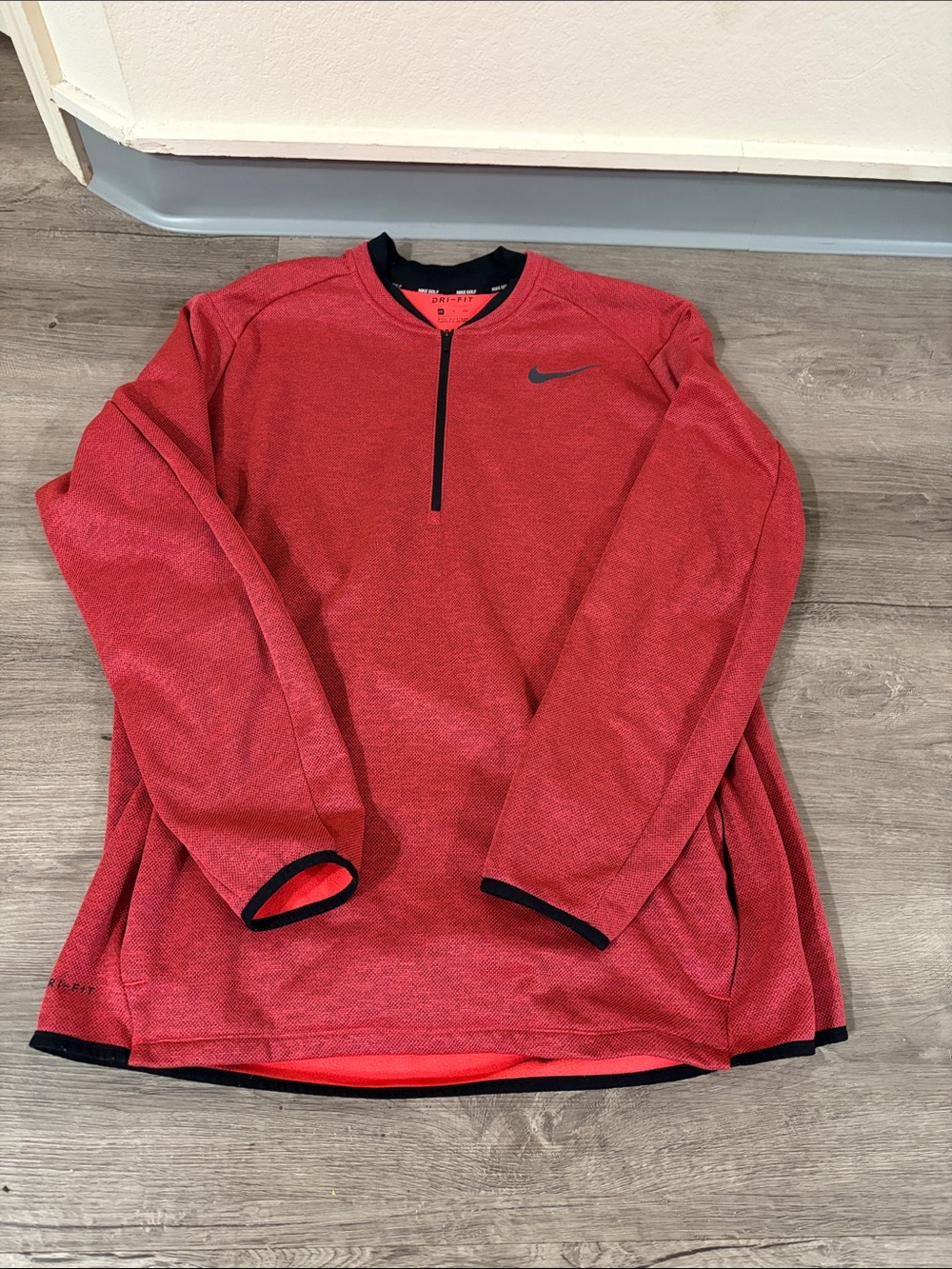 Nike Men’s Red/Pink Half-Zip Athletic Pullover with Black Trim